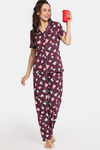 Rosaline Sugar Rush Knit Cotton Pyjama Set - Grape Wine — thumbnail 4